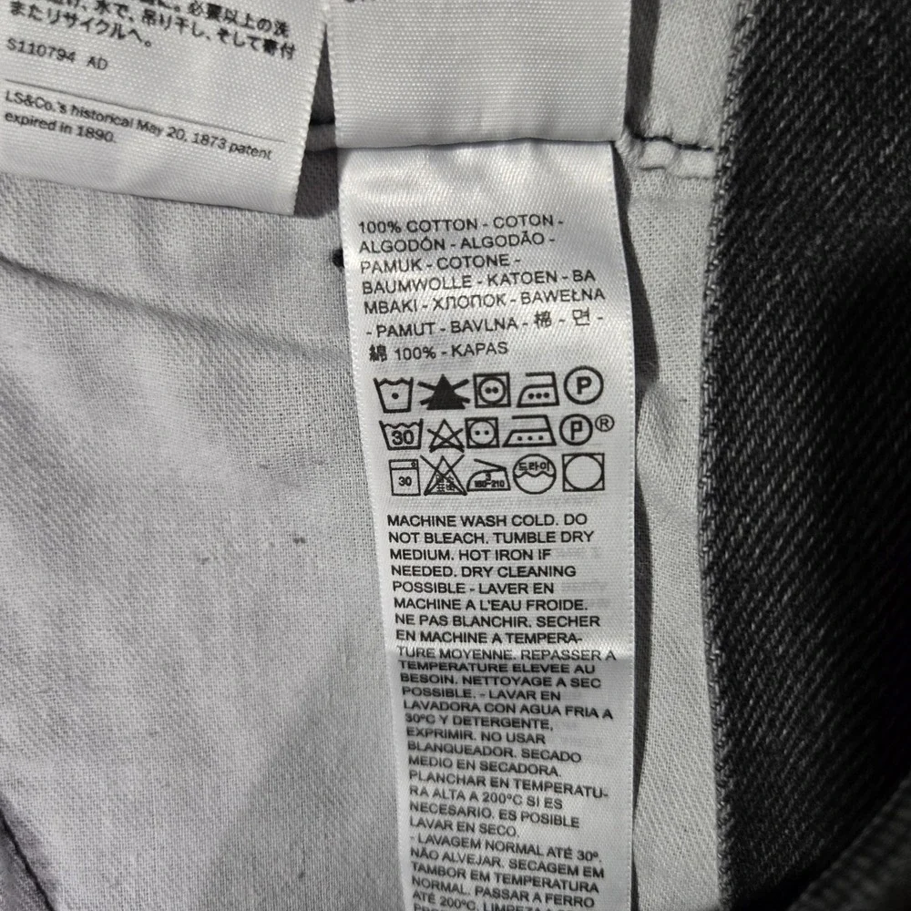 Levis Mens Small Relaxed Loose Overalls Faded Gray Black Denim Cotton S